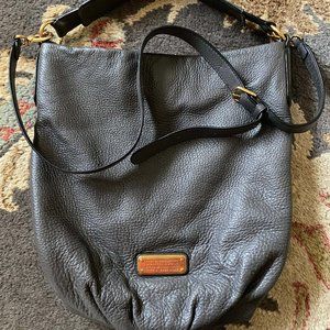 Marc By Marc Jacobs "new Q Hillier" Dark Grey Leather Crossbody Hobo
